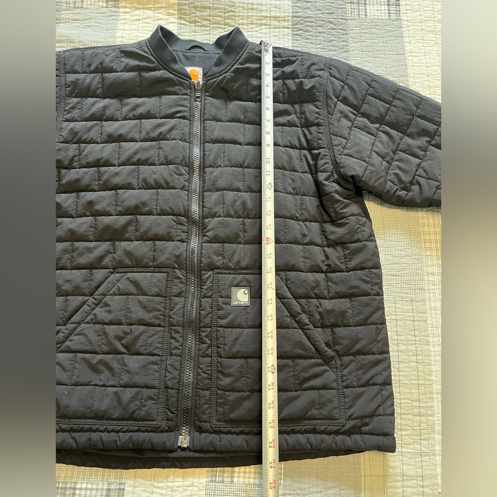 Carhartt Quilted XL Bomber Jacket Mens Large Black Puffer Zip Pockets Liner Only - Picture 14 of 15